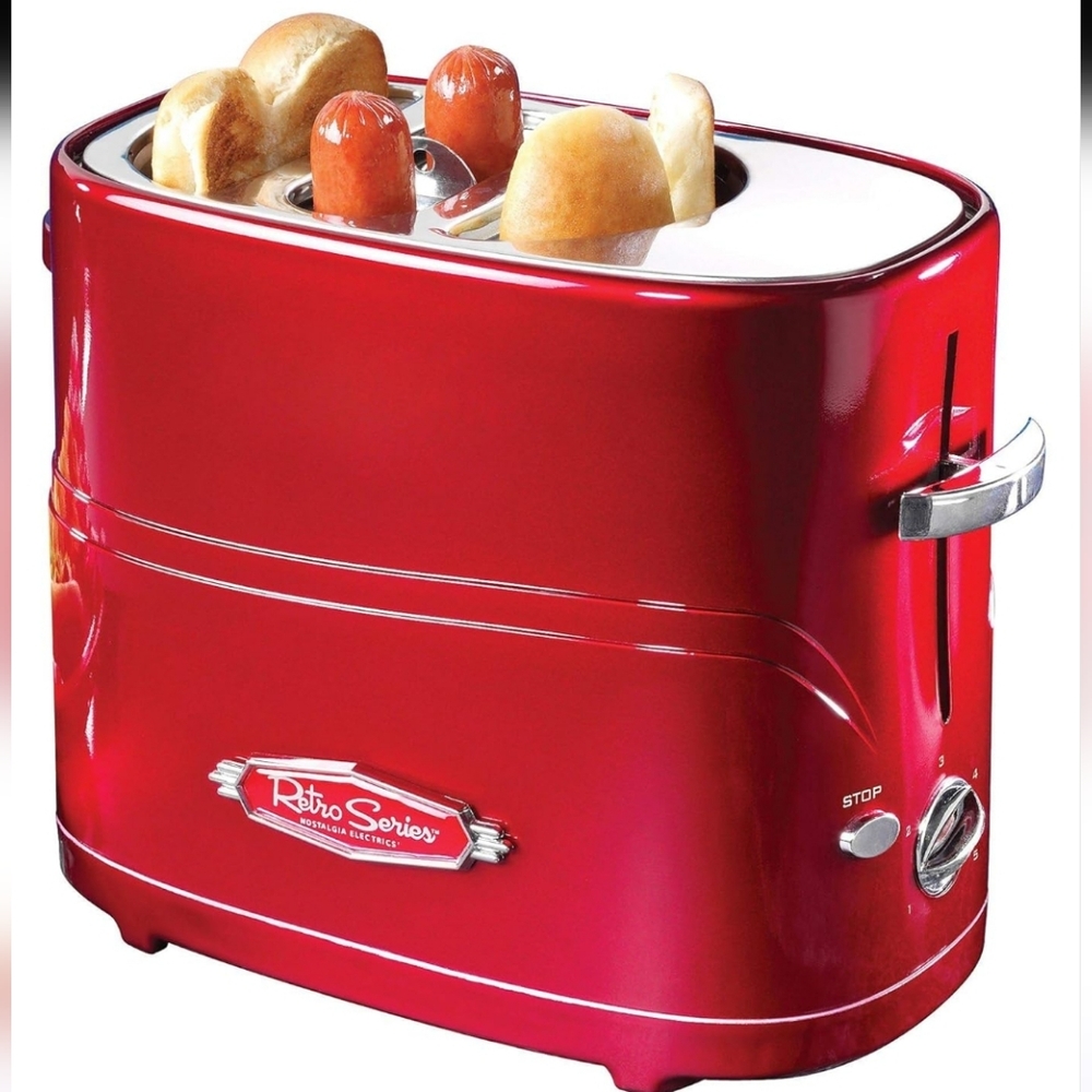 Nostalgia Electrics HDT600RETRORED Retro Series Pop-Up Hot Dog Toaster Brand New
